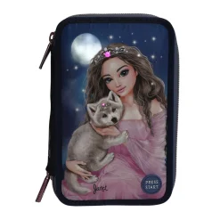 Wolf Trippel Penalhus, Blå/Lyserød