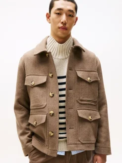 Wool Blend Utility Jakke, Coastal Taupe, XL