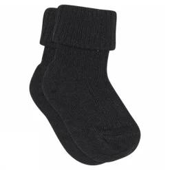 Wool Rib Baby Strømper, Black, 25-28