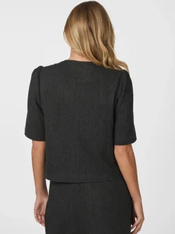 Xanthe Herringbone Blazer, Dark Grey, 40