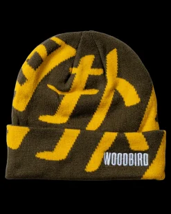 Yan Sumo JQ Fold Beanie, Dark Brown Yellow