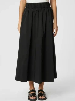 Yara Long Poplin Nederdel, Black, 40