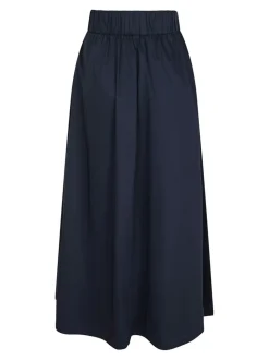 Yara Long Poplin Nederdel, Navy, 36