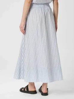 Yara Stripe Poplin Long Nederdel, Light Blue, 36